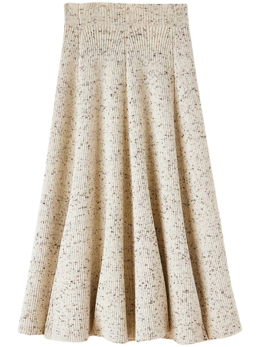 Beige Ribbed-knit Wool Skirt 2