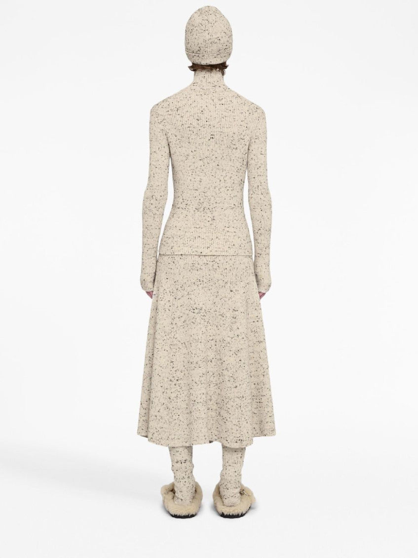 Beige Ribbed-knit Wool Skirt 4
