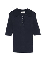 Blue Ribbed Knitting Polo 1