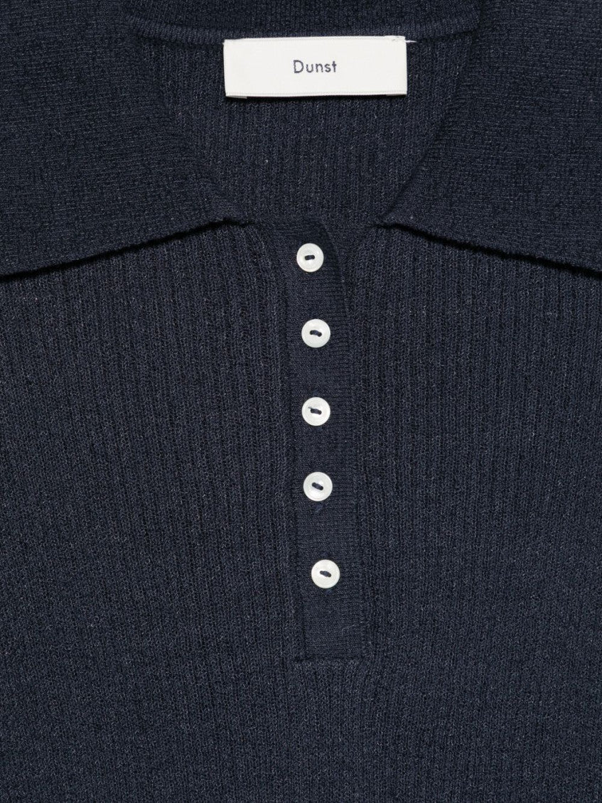Blue Ribbed Knitting Polo 3