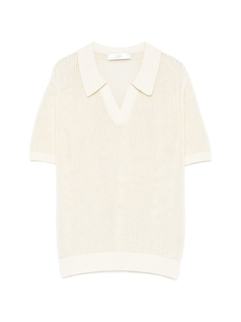 White Open Knit Polo 1