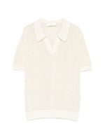 White Open Knit Polo 1