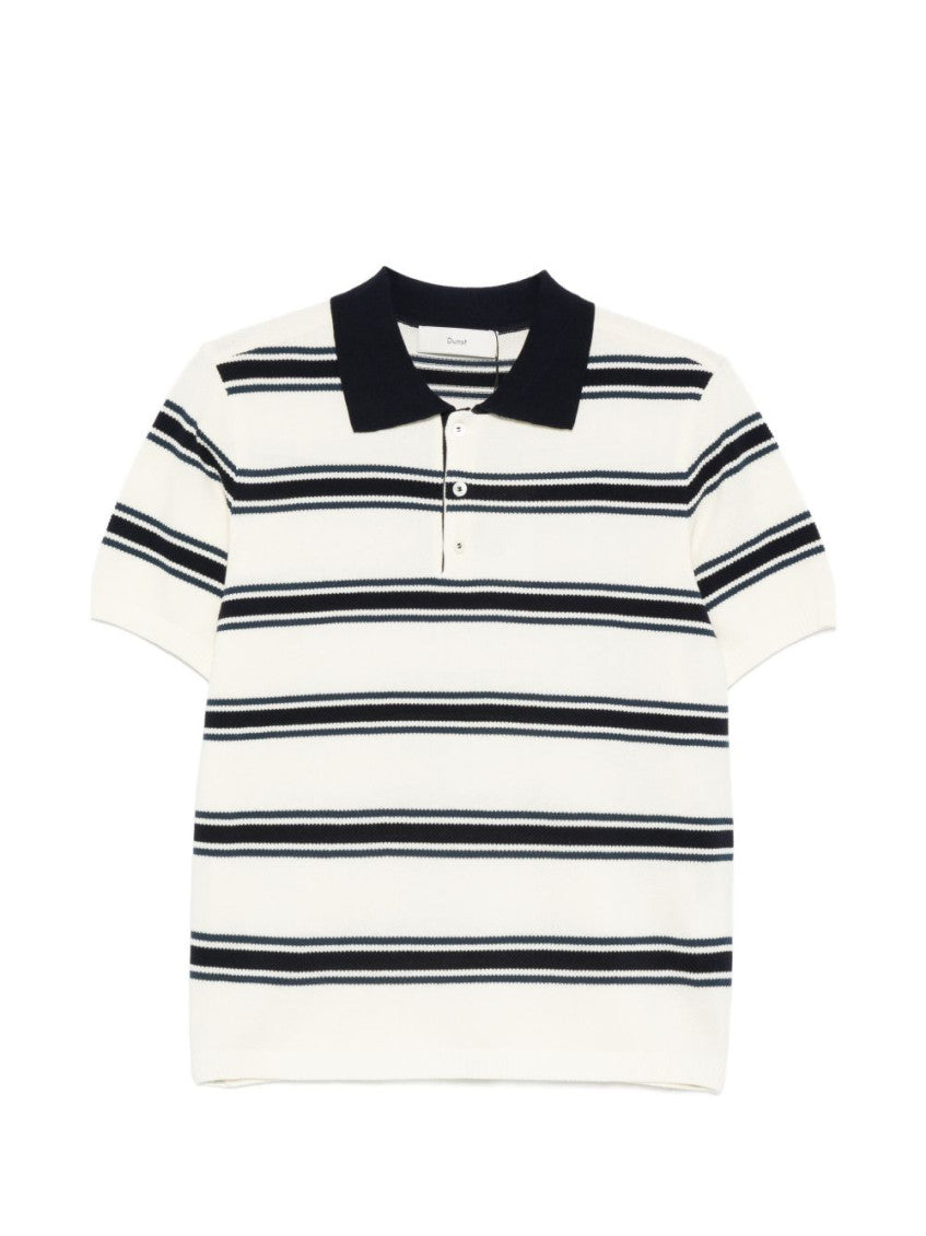 Beige Stripes Shirt Collar Polo 1