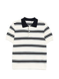 Beige Stripes Shirt Collar Polo 1