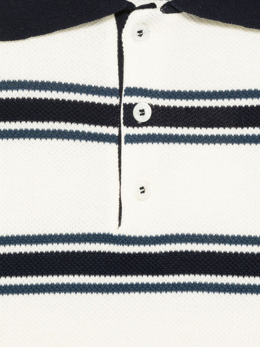 Beige Stripes Shirt Collar Polo 2