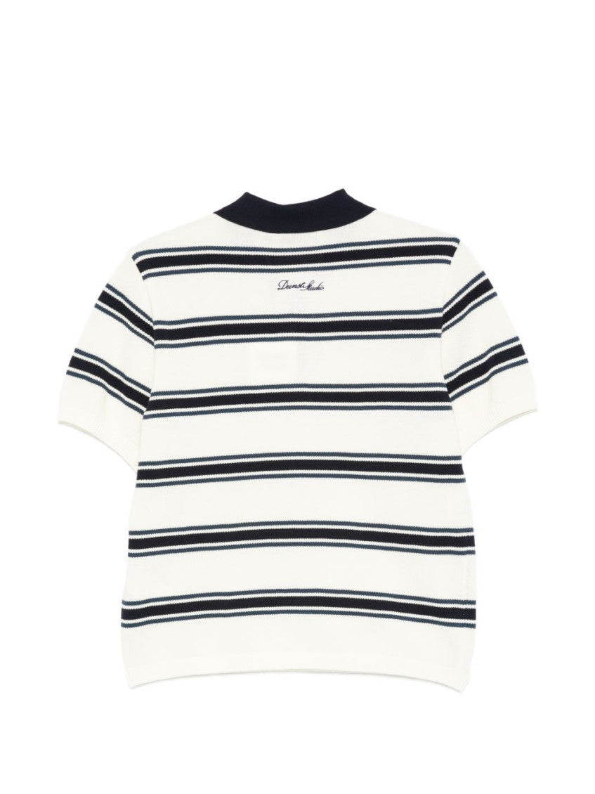 Beige Stripes Shirt Collar Polo 3