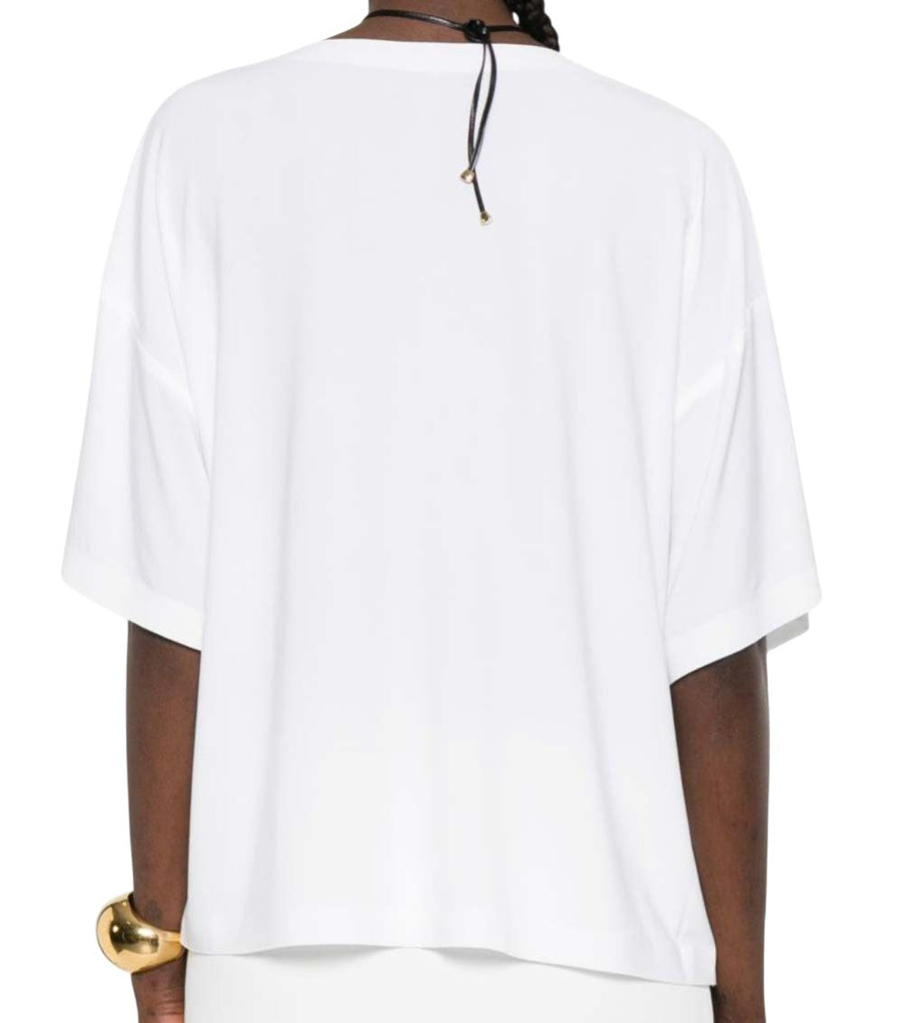White Solid Round Neck T-Shirt 4
