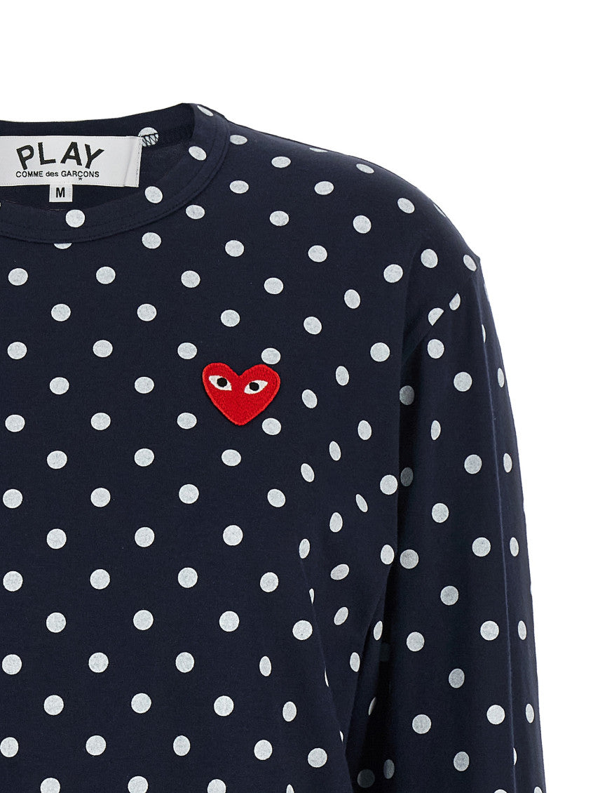 Blue Polka Dot Crew Neck T-Shirt 3