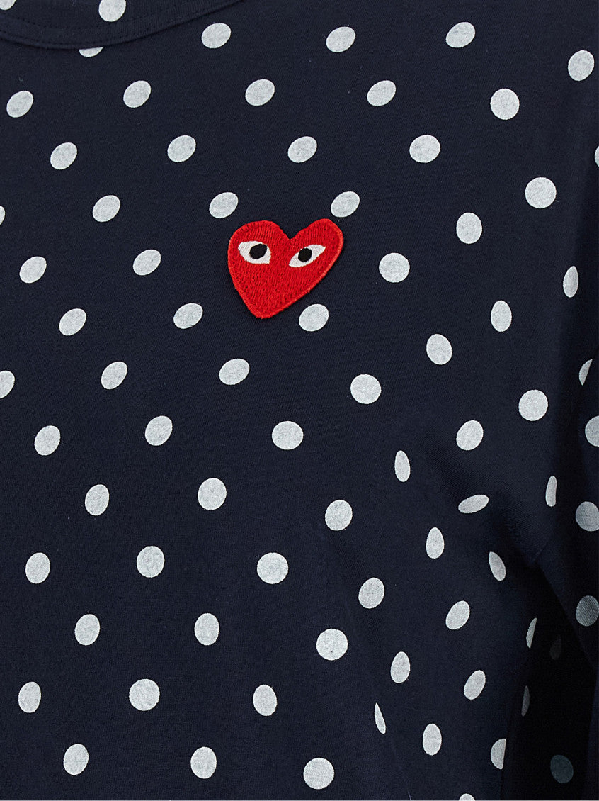 Blue Polka Dot Crew Neck T-Shirt 4
