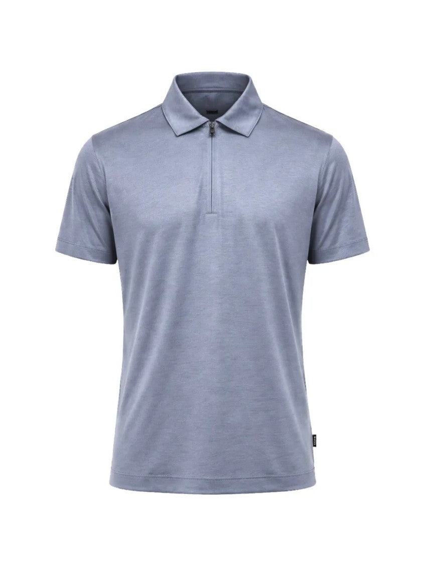 Blue Solid Shirt Collar Polo 1