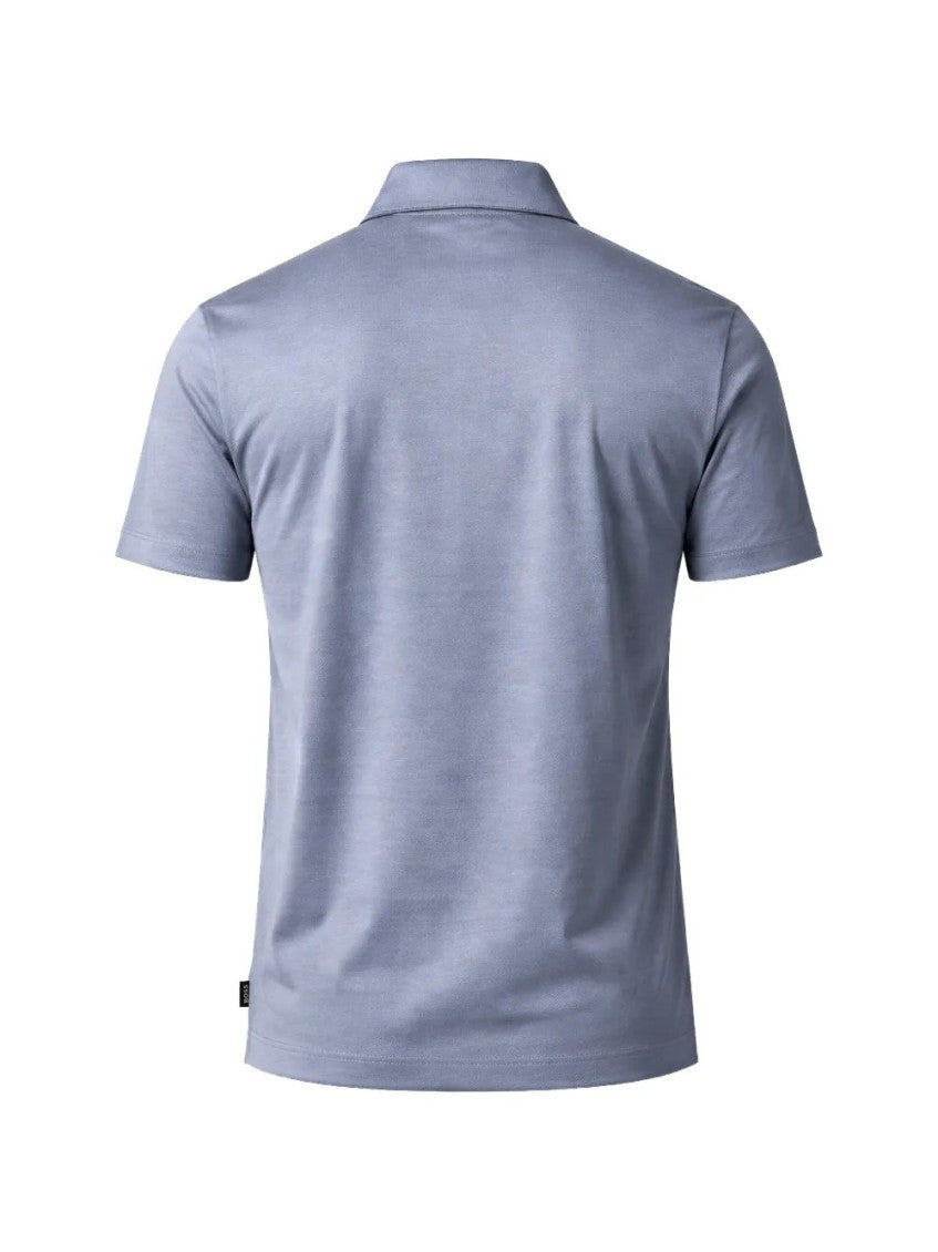 Blue Solid Shirt Collar Polo 2