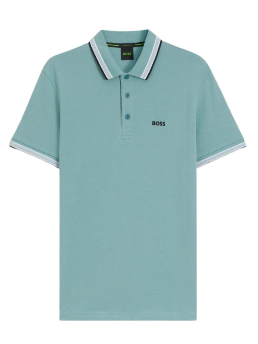 Blue Solid Shirt Collar Polo 1