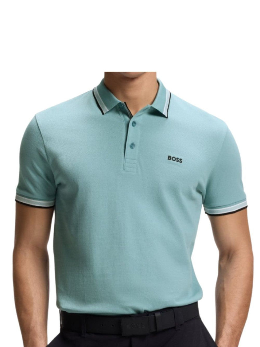 Blue Solid Shirt Collar Polo 3