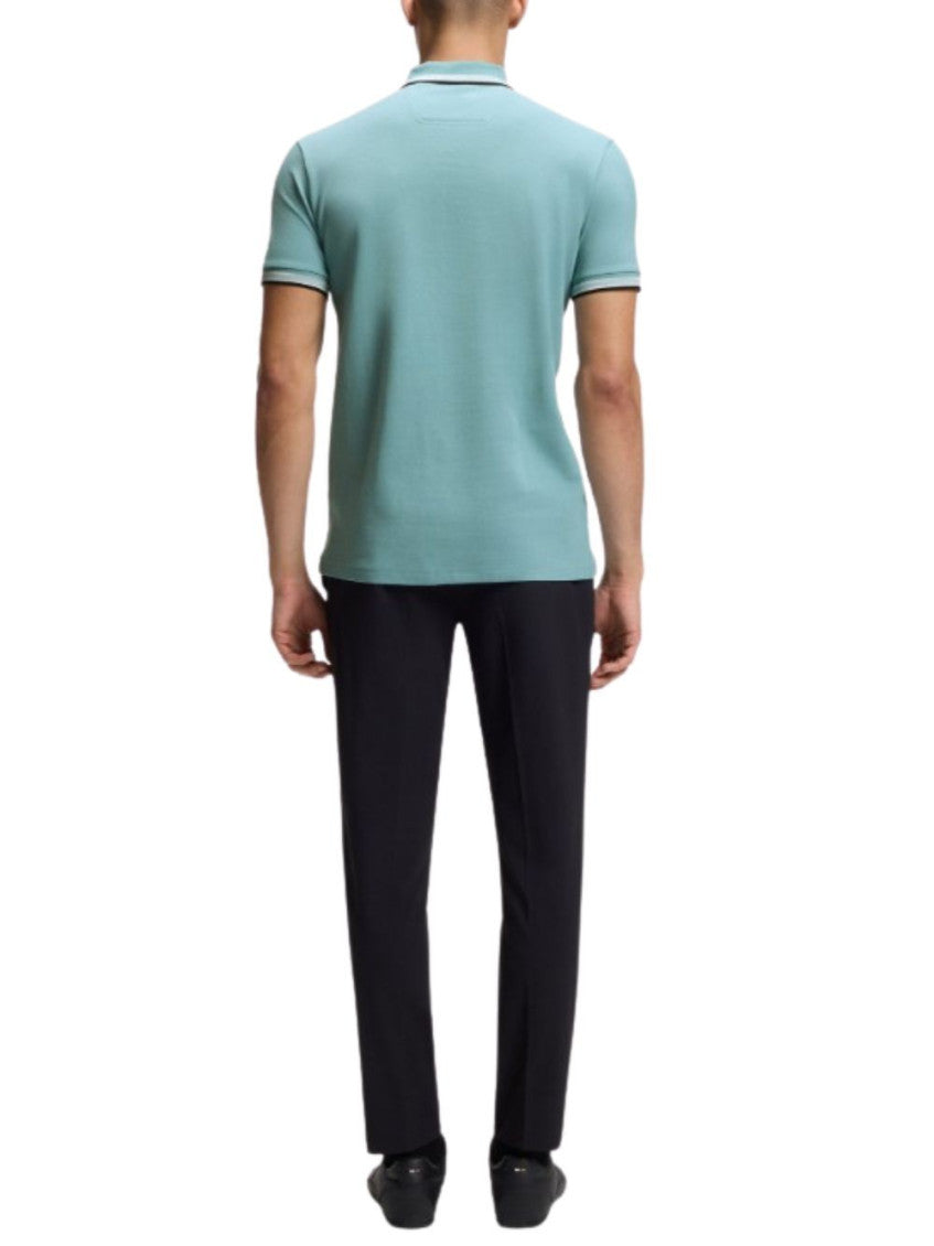 Blue Solid Shirt Collar Polo 4