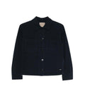 Navy Blue Solid Shirt Collar Jacket 1