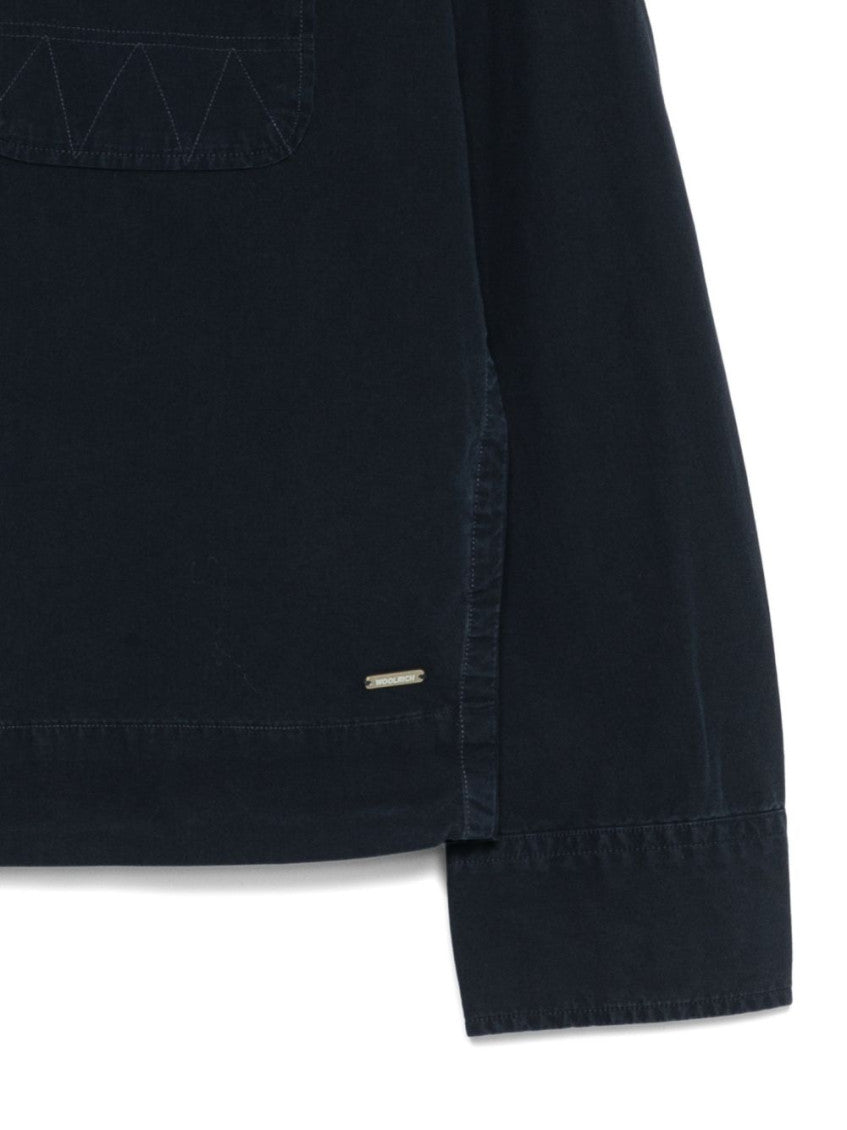 Navy Blue Solid Shirt Collar Jacket 2