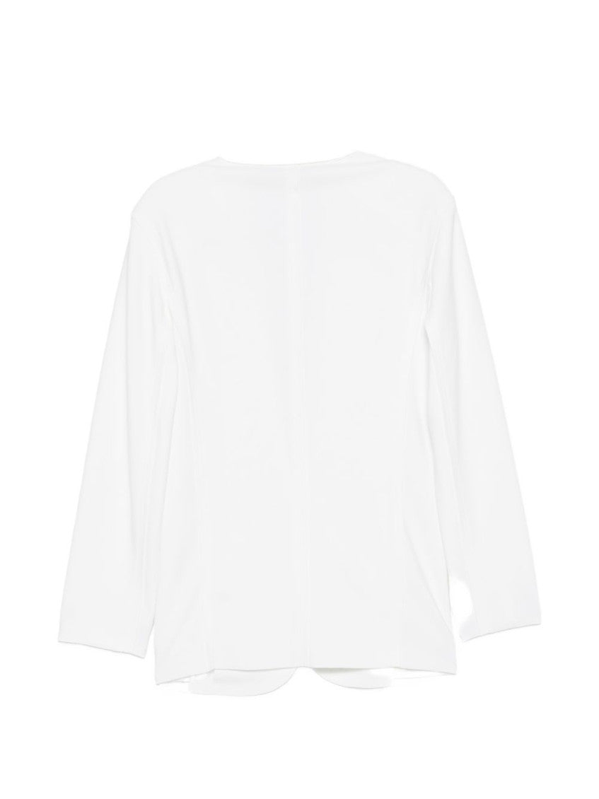 White Solid Notched Lapel Blazer 3