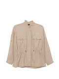 Light Brown Solid Mandarin Collar Jacket 1