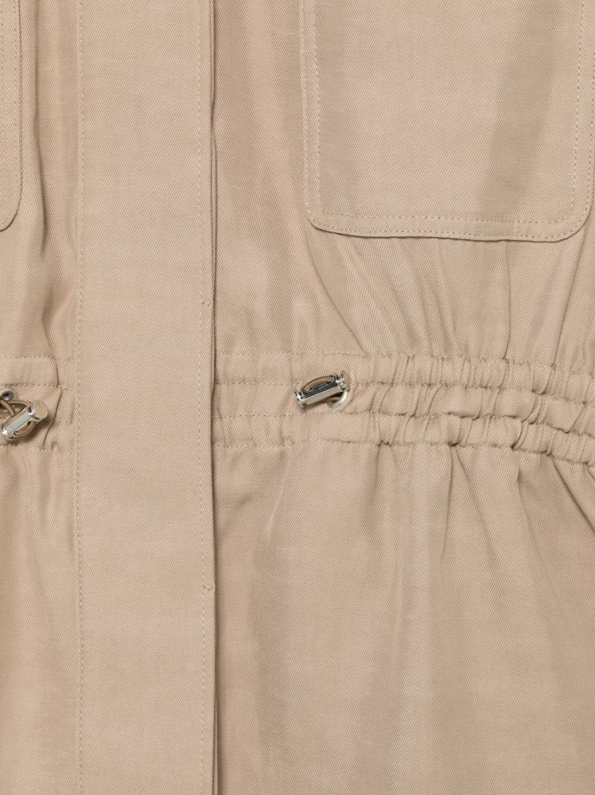 Light Brown Solid Mandarin Collar Jacket 2