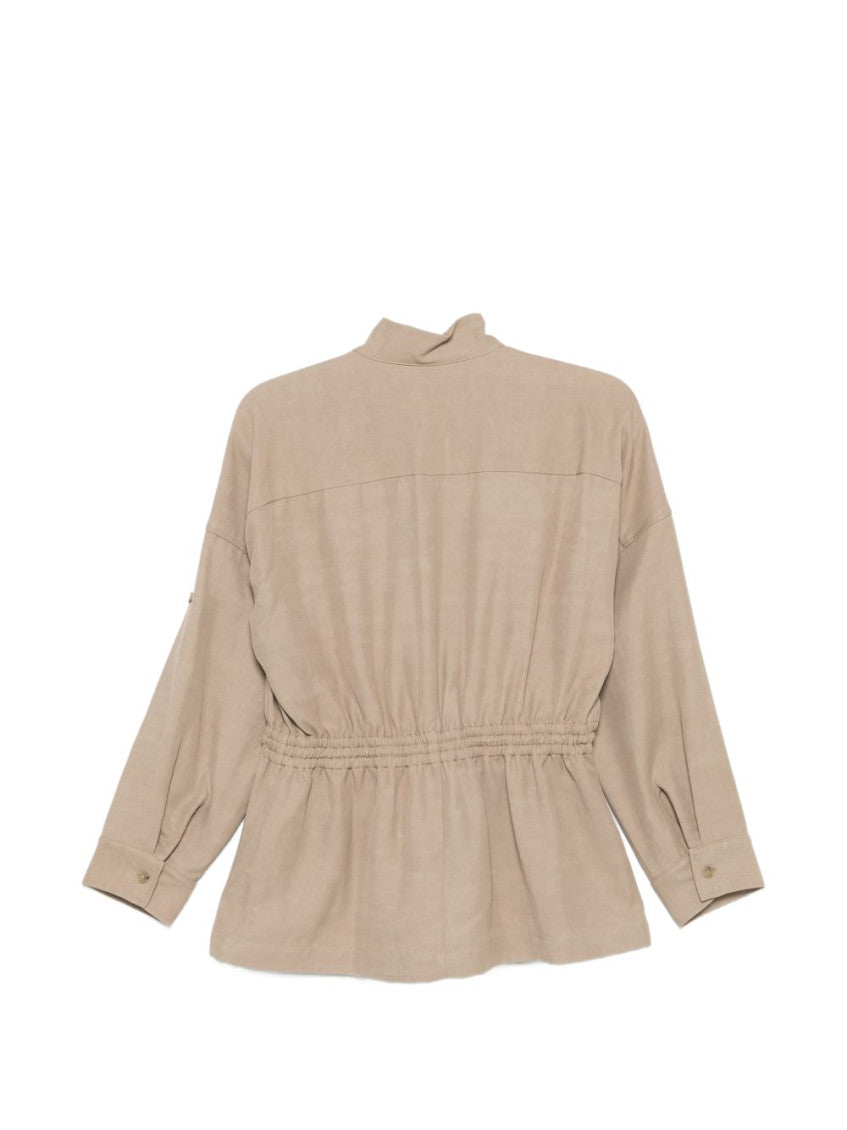Light Brown Solid Mandarin Collar Jacket 3