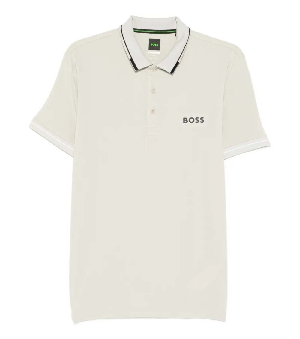 Beige Logo Shirt Collar Polo 1