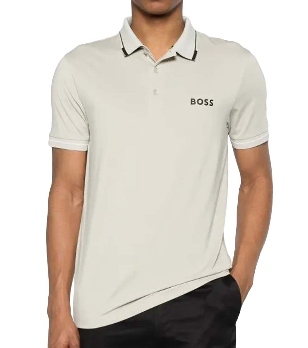 Beige Logo Shirt Collar Polo 2