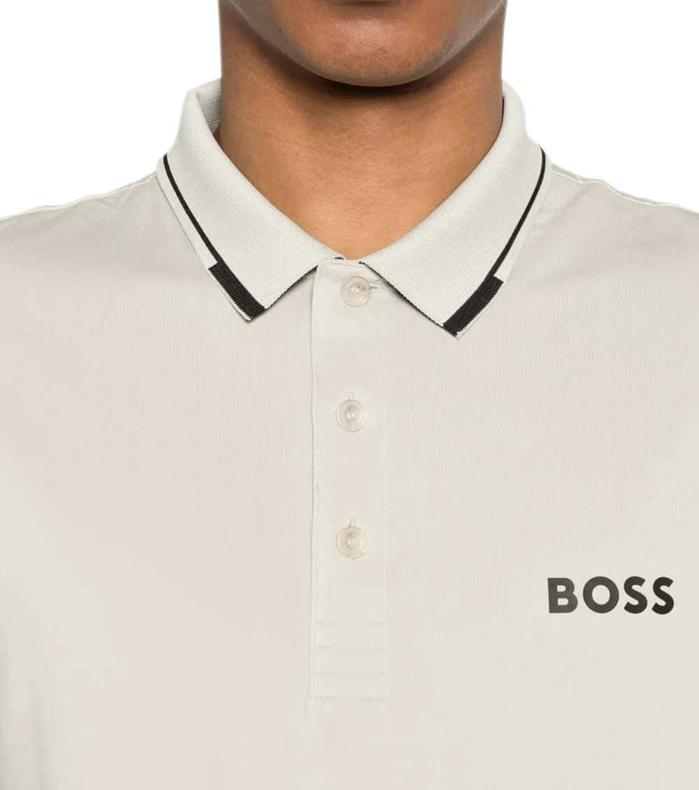 Beige Logo Shirt Collar Polo 3