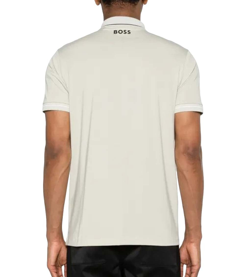 Beige Logo Shirt Collar Polo 4