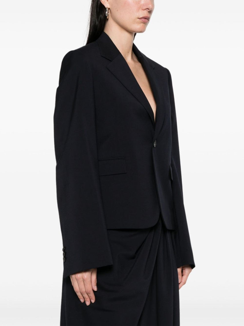 Black Wool Single-Breasted Blazer 2