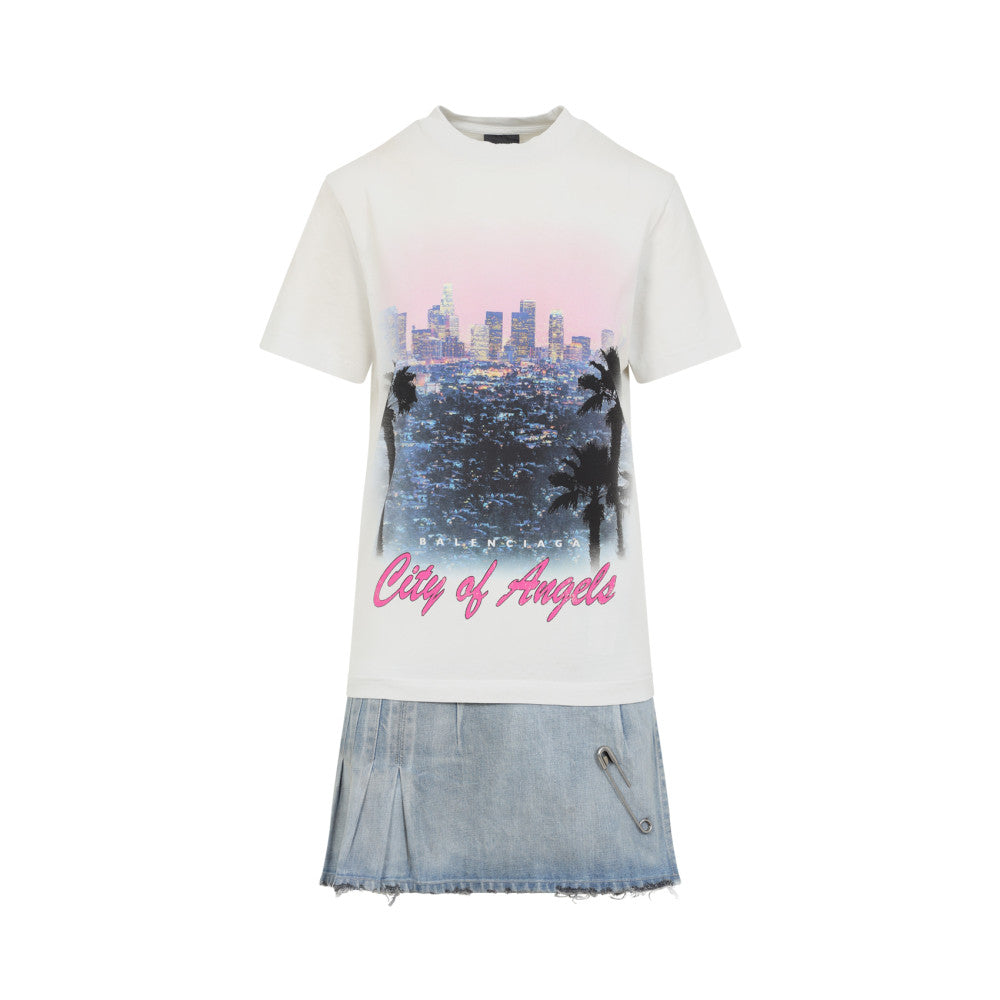 White Layered Mini Graphic T-Shirt Dress 1