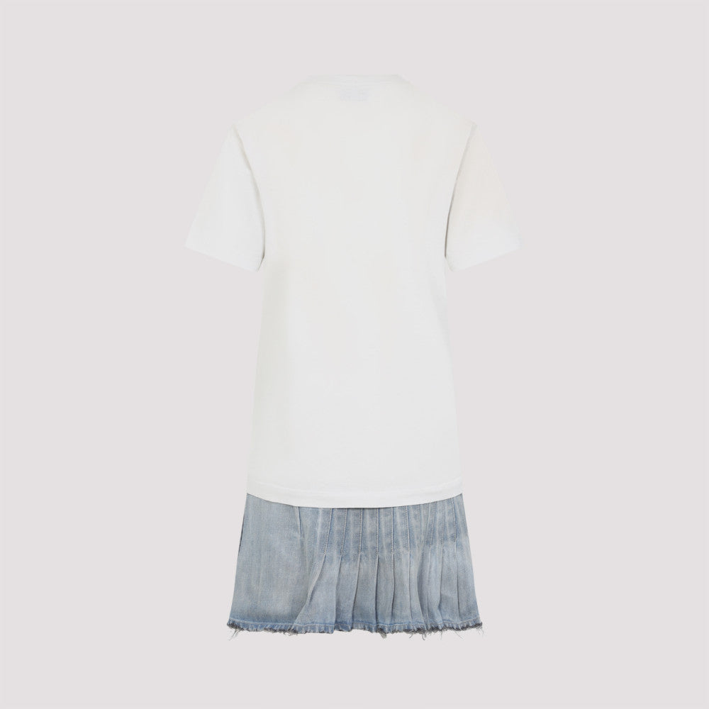 White Layered Mini Graphic T-Shirt Dress 4