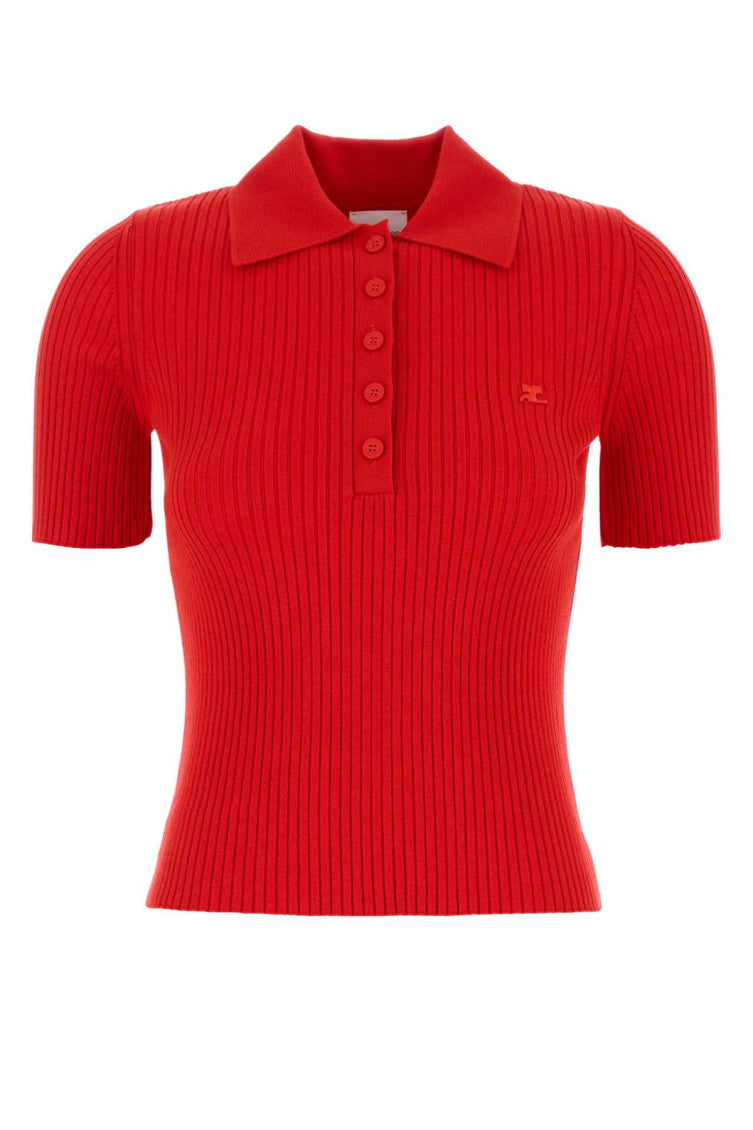 Red Viscose Blend Polo 1