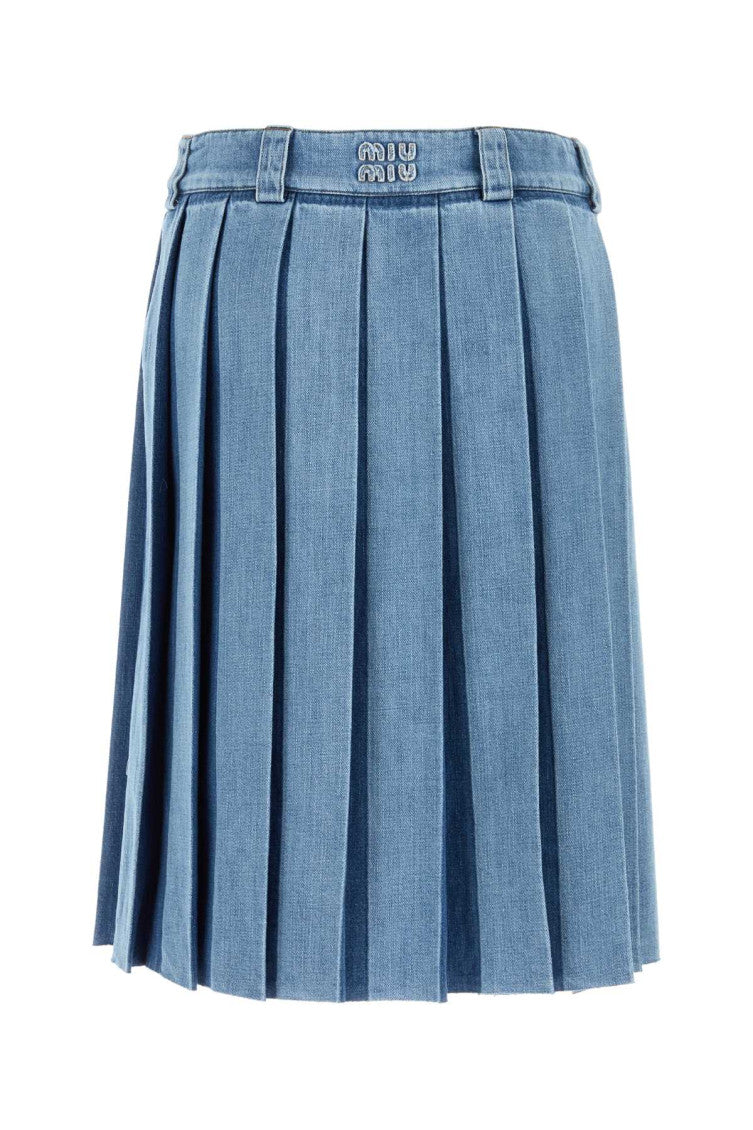 Light Blue Denim Pleated Skirt 2