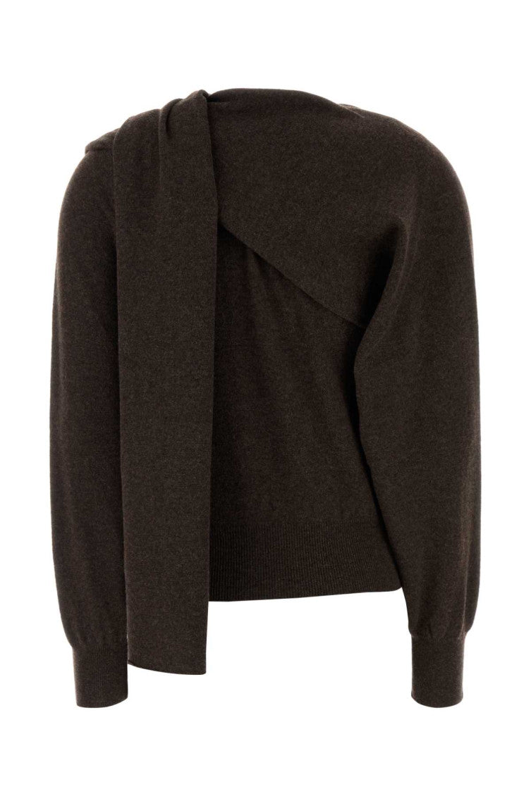 Brown Asymmetric Button-Up Cardigan 2