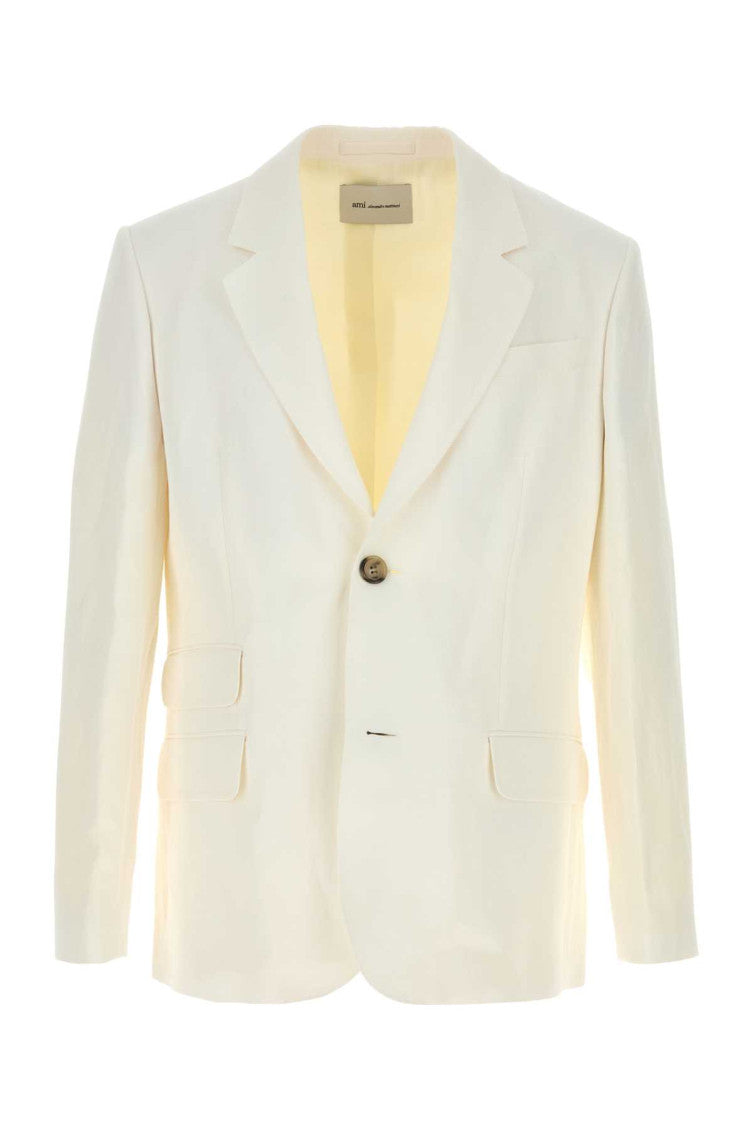 Off White Notched Lapel Jacket 1