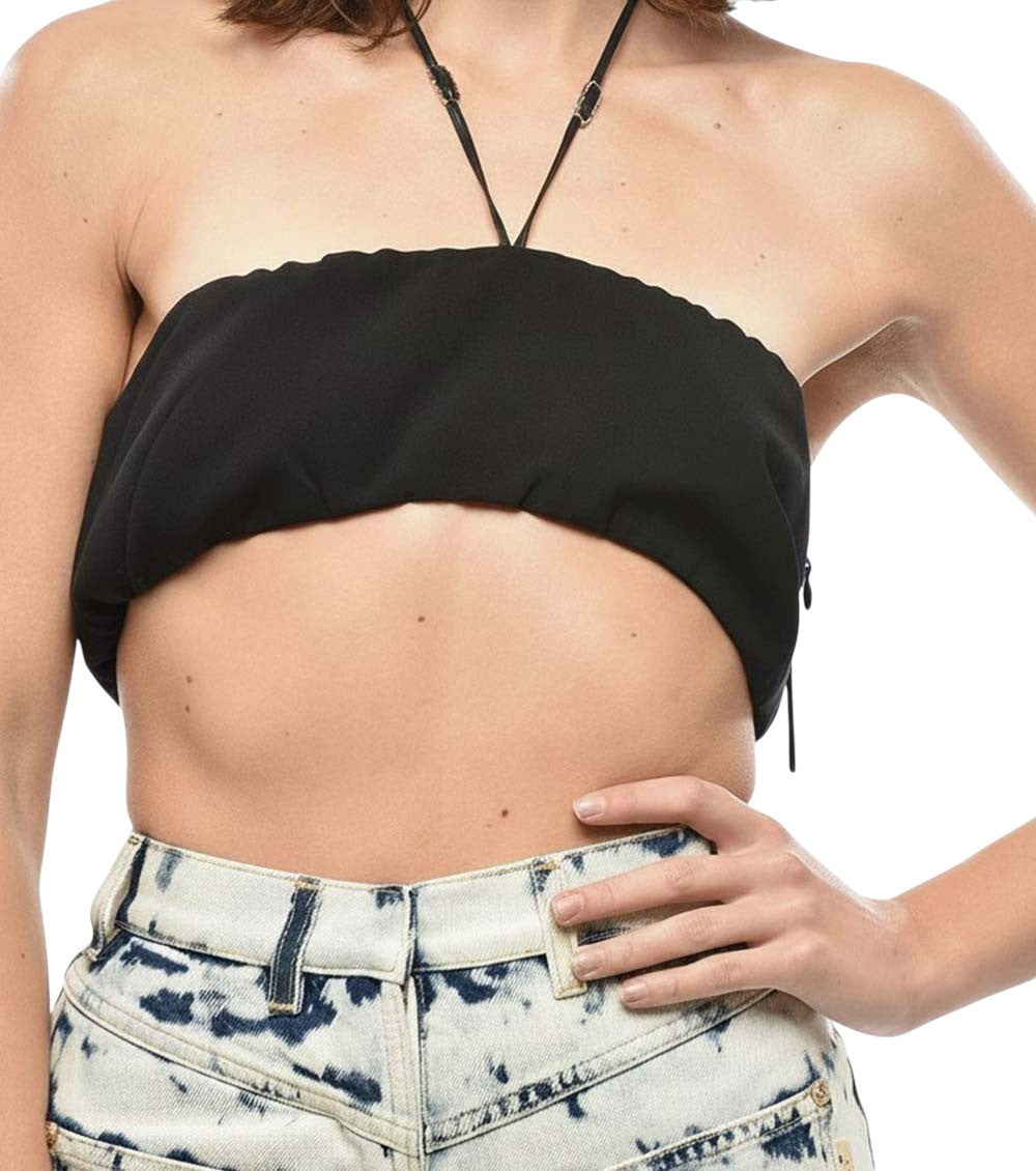 Black Solid Strapless Top 1