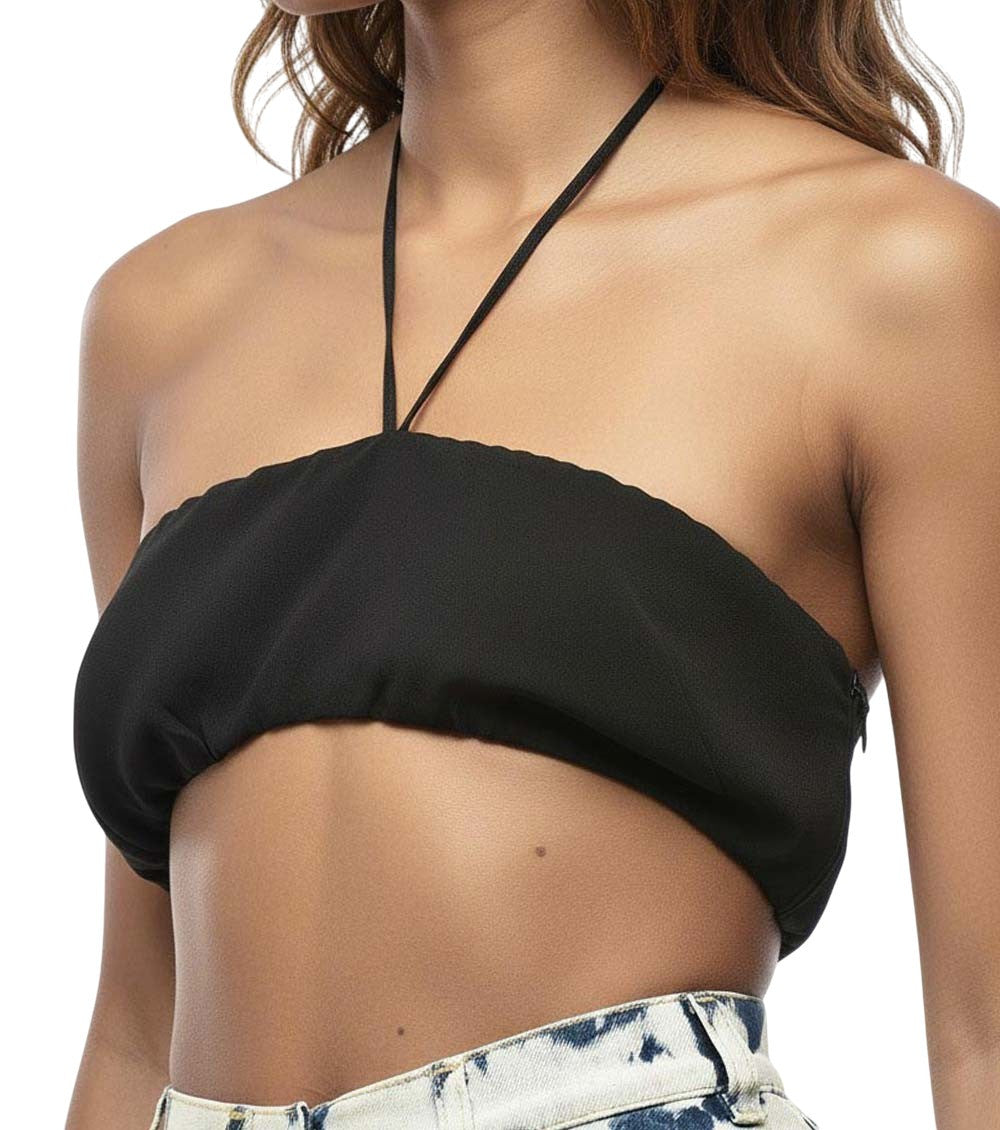 Black Solid Strapless Top 2