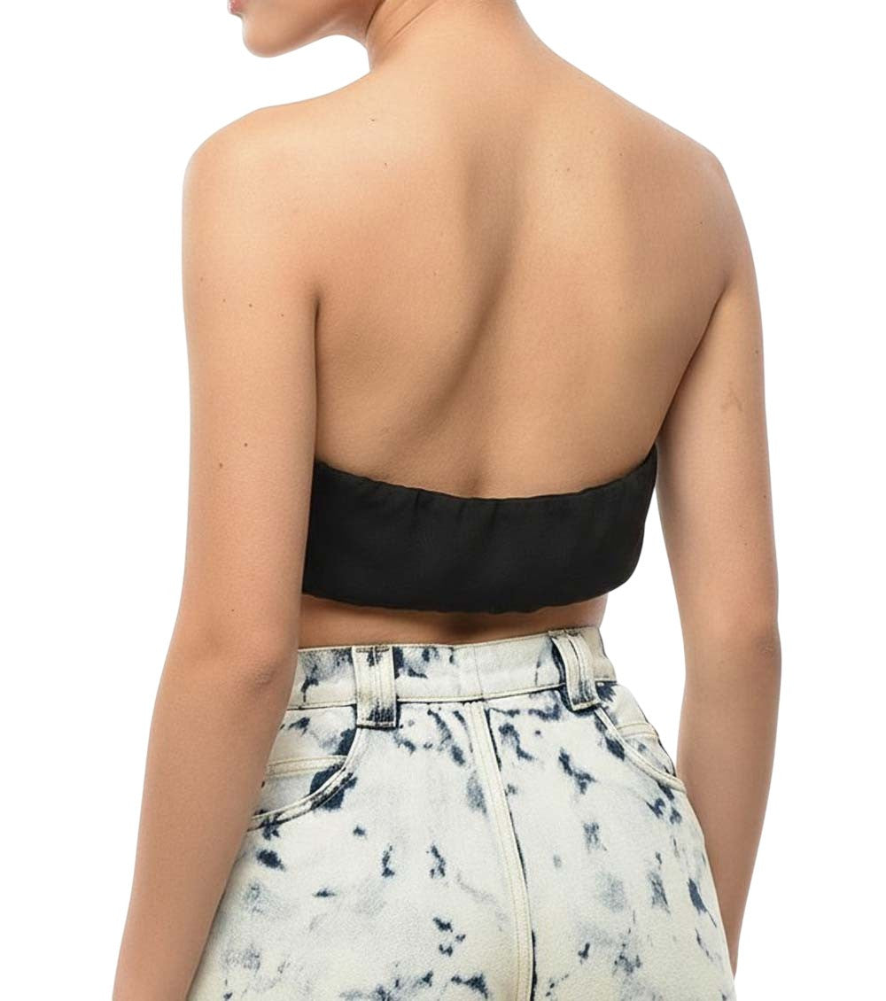 Black Solid Strapless Top 3