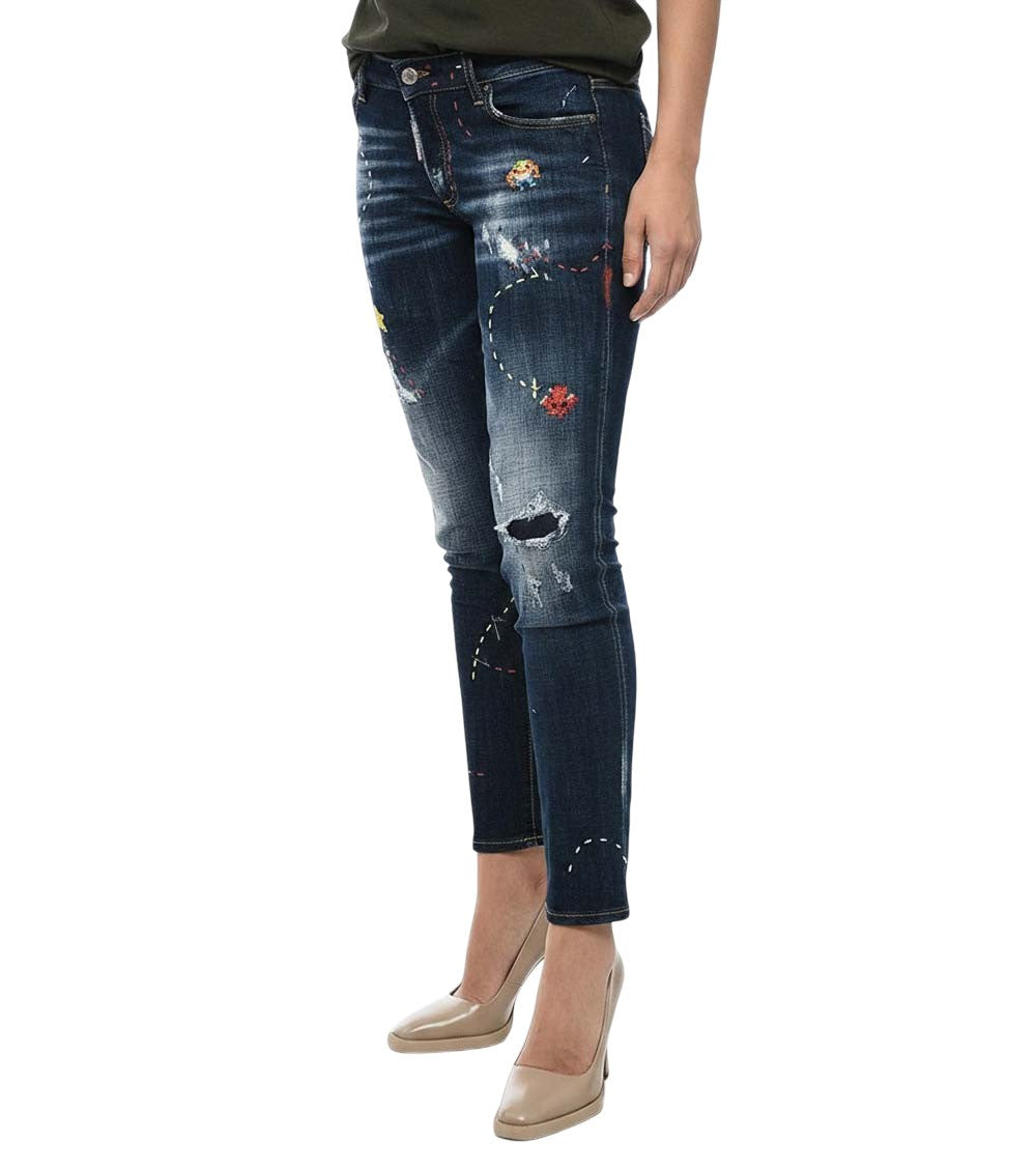 Blue Skinny Mid Rise Jeans 3