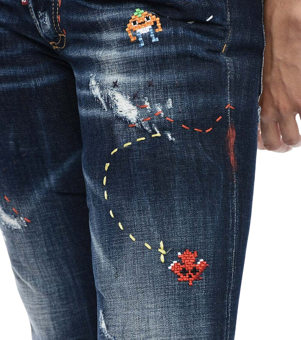 Blue Skinny Mid Rise Jeans 4