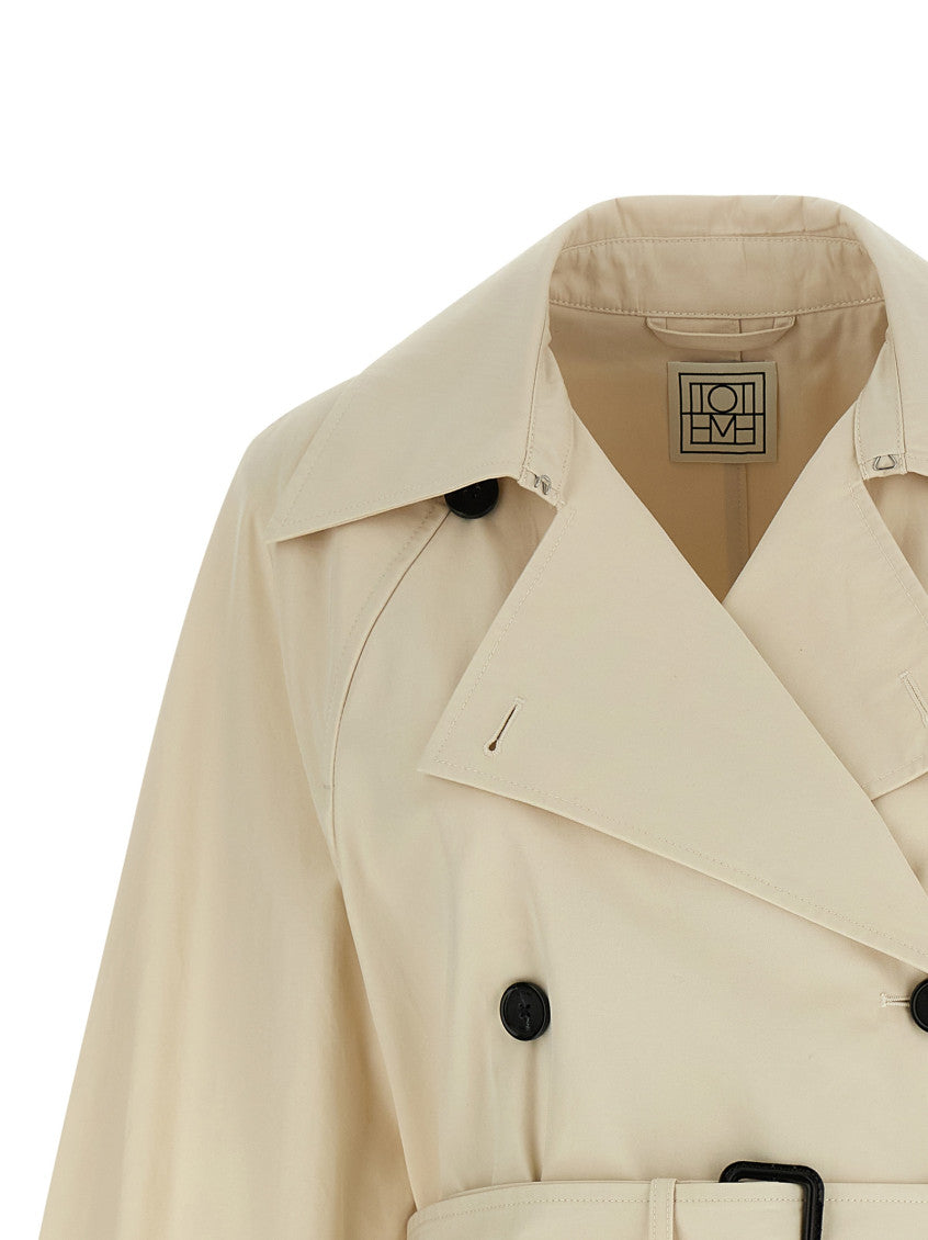 Cream Notched-Lapel Trench Coat 3