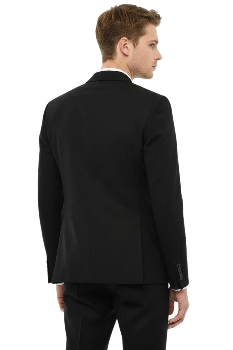 Black Peaked Lapel Blazer 2