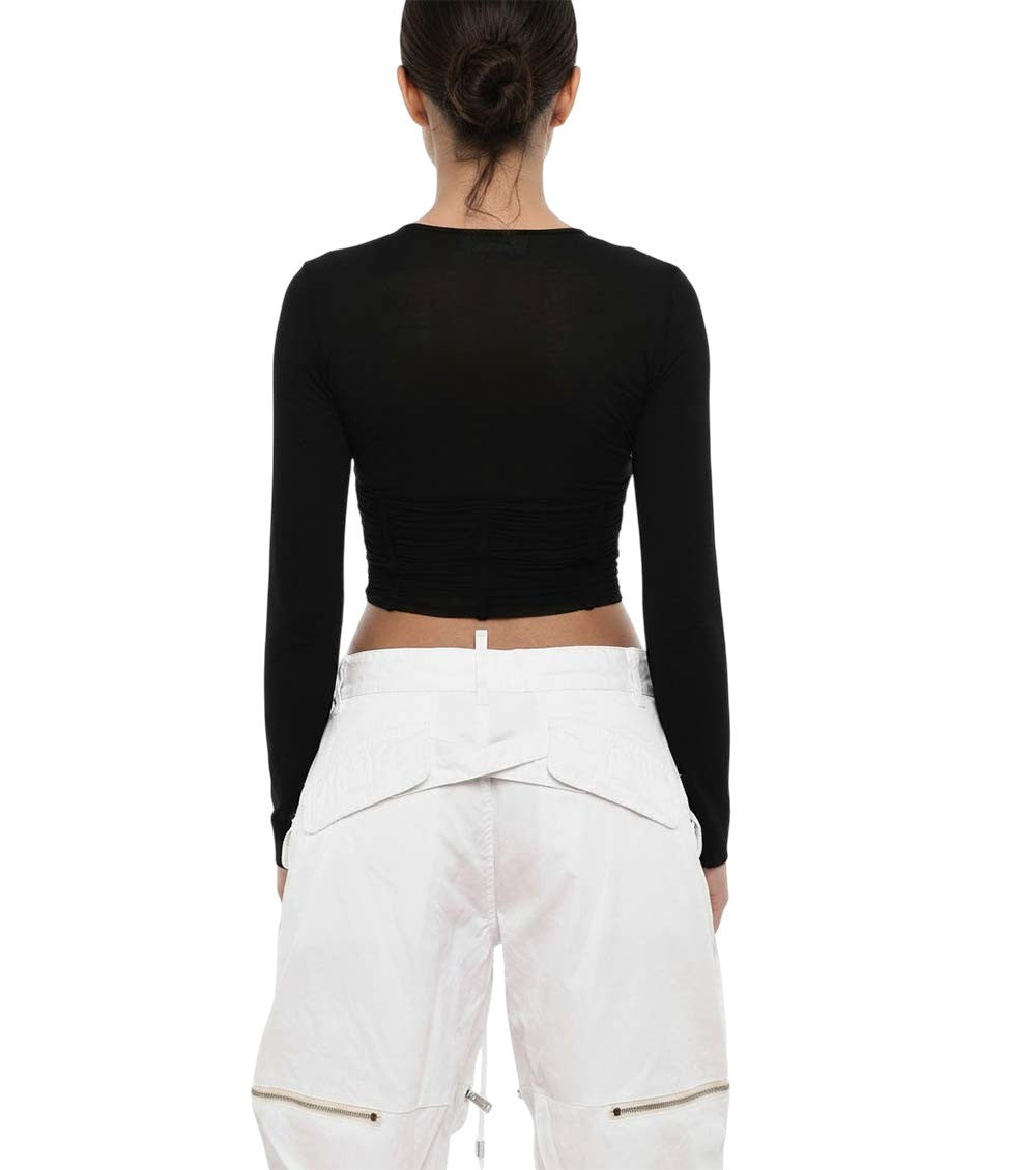 Black Embellished Crew Neck Top 2