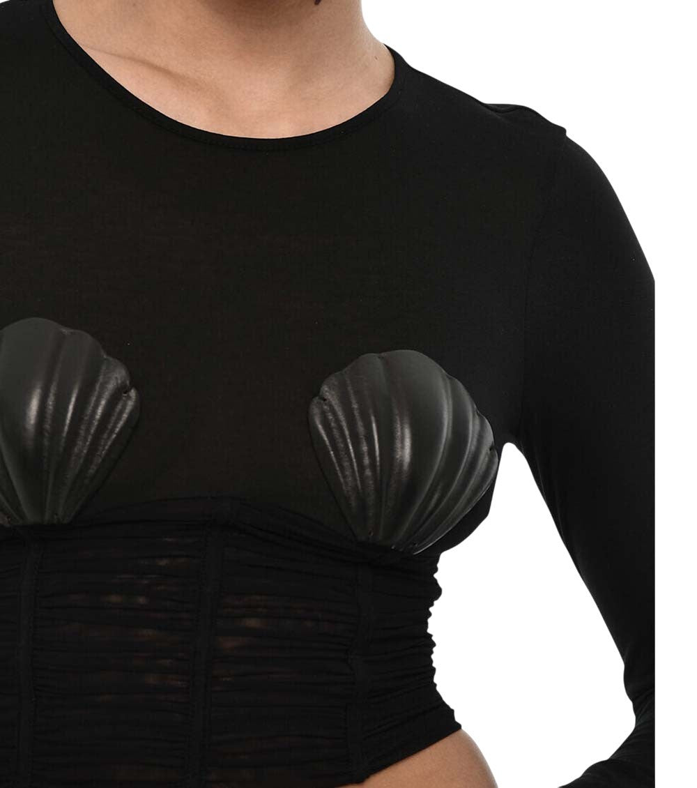 Black Embellished Crew Neck Top 3