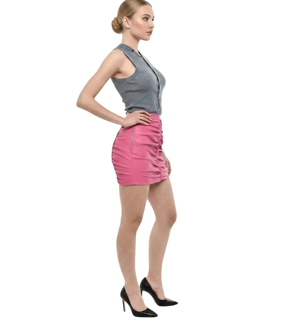 Pink Solid Mini Skirt 2