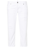 White Straight Mid Rise Jeans 1