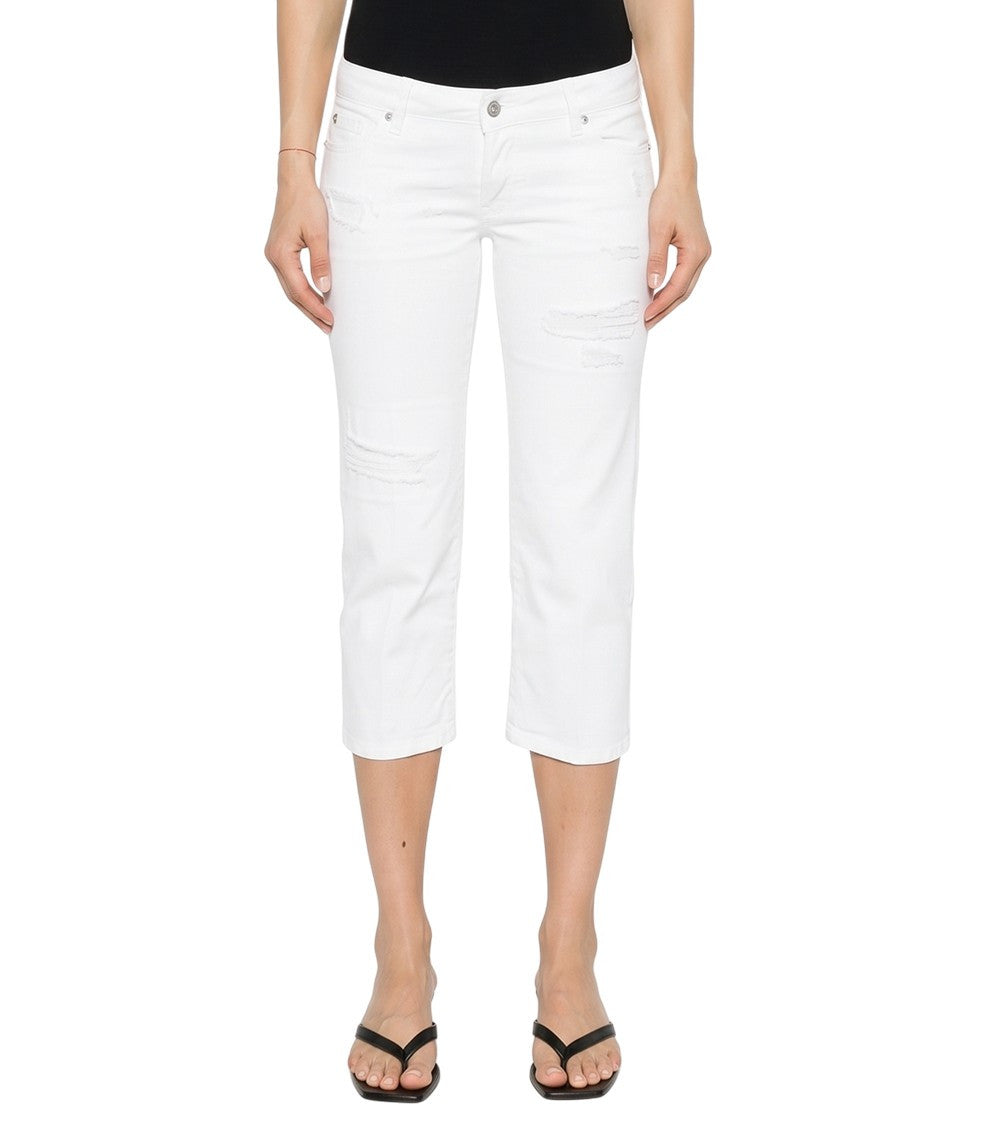 White Straight Mid Rise Jeans 2
