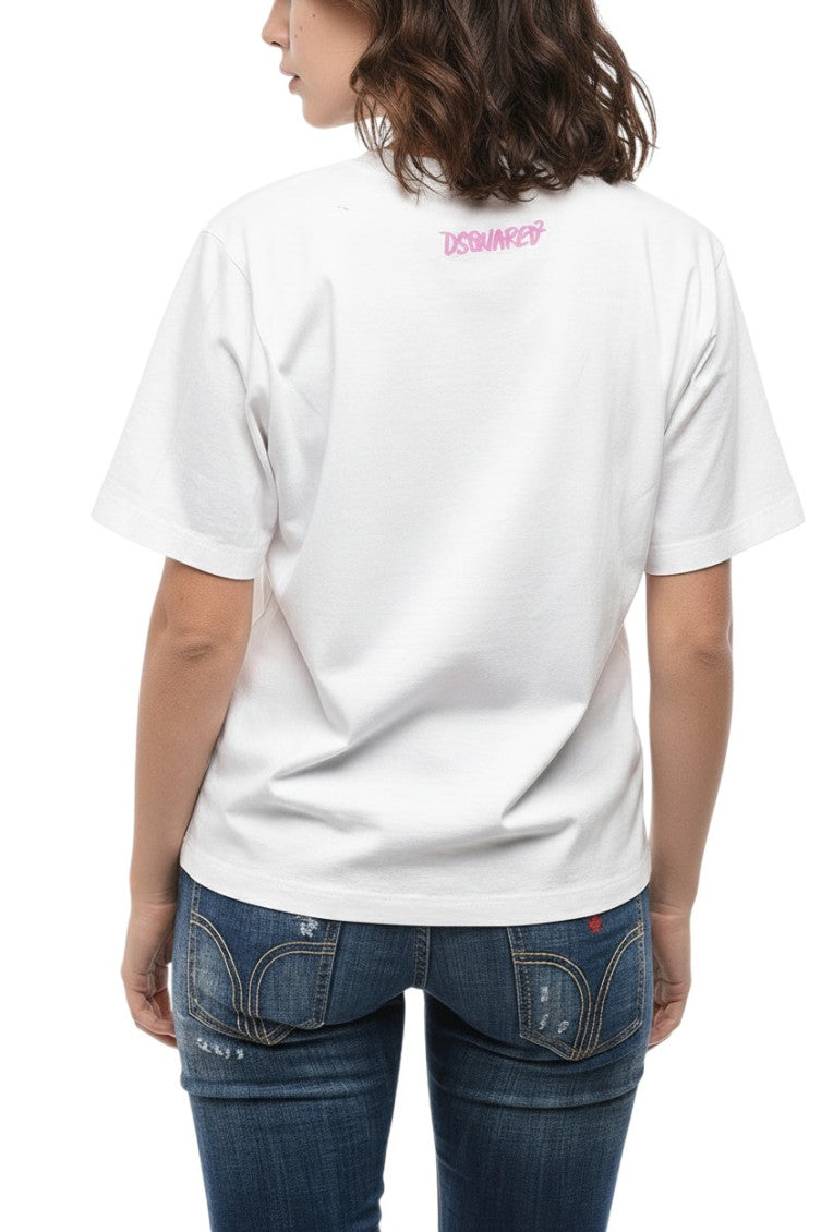 White Graphic Crew Neck T-Shirt 2