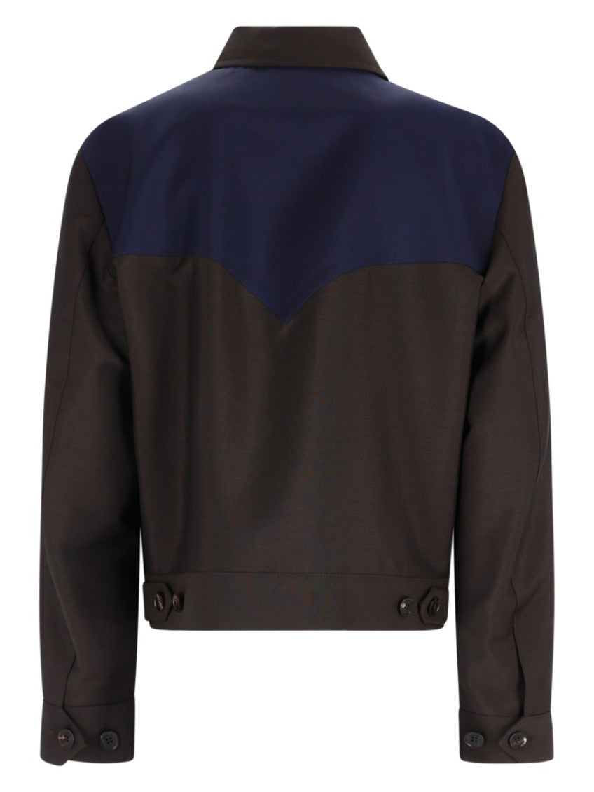 Dark Brown Color Block Jacket 2