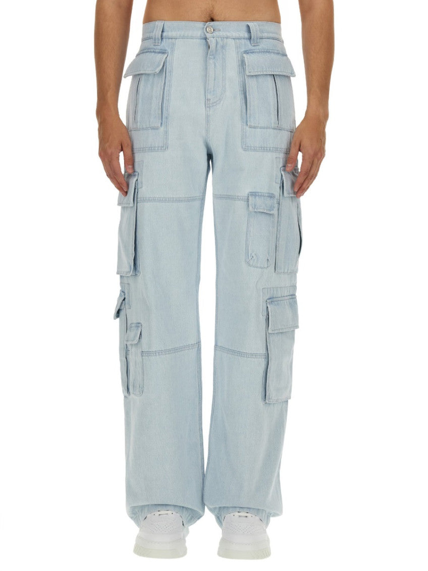 Light Blue Relaxed Cargo Jeans 1